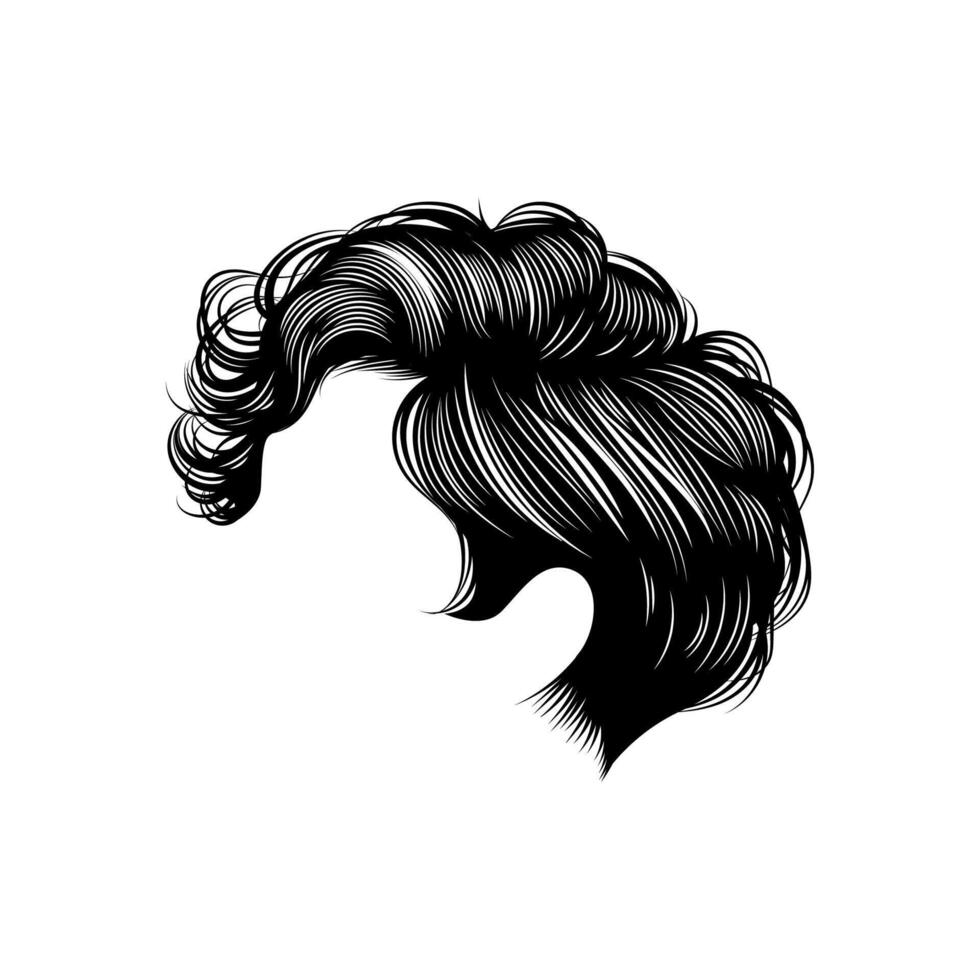 Side view pixie hair detailing for graphic resource vector
