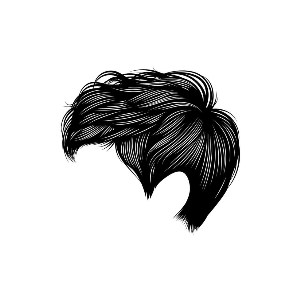 Side view pixie hair detailing for graphic resource vector