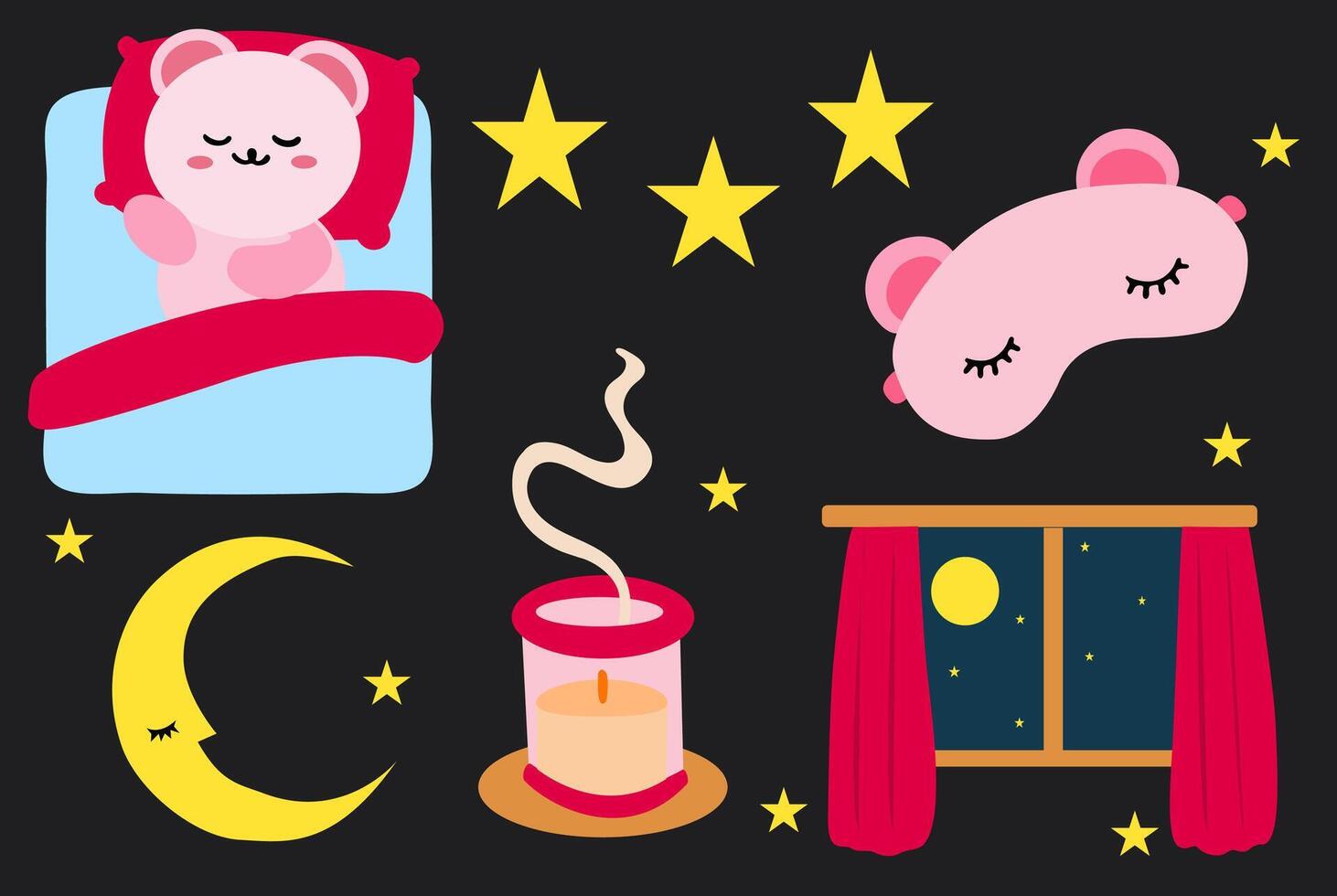 bear sleep at night vector