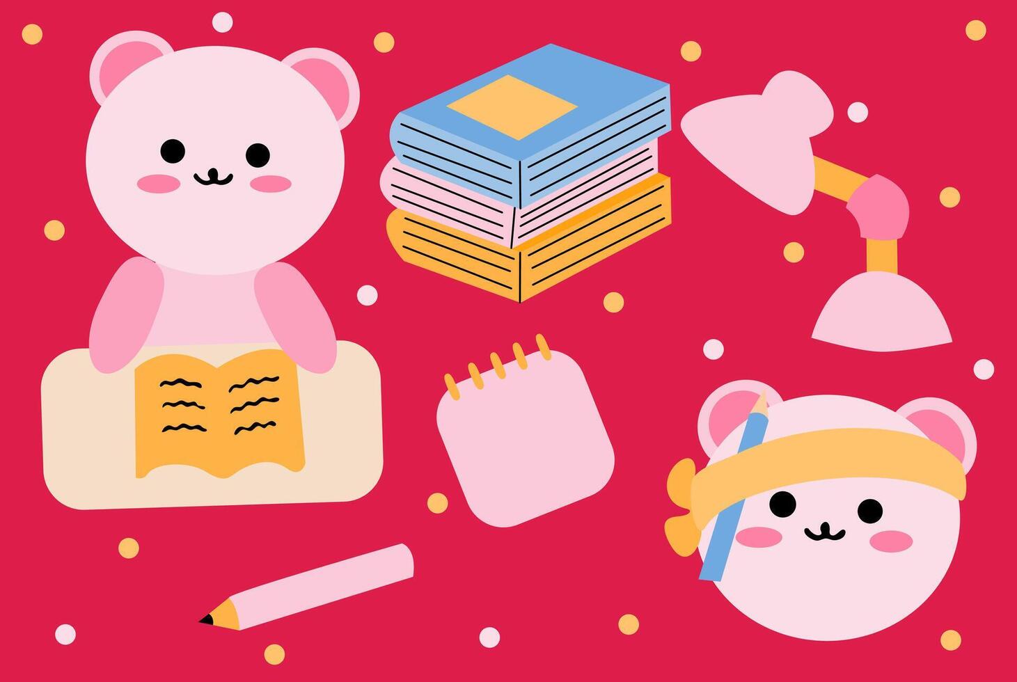 bear study hard vector