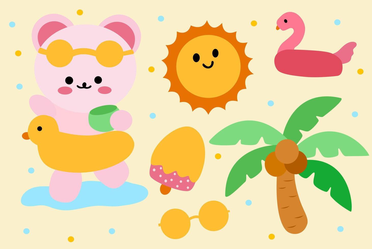 bear at summer season vector