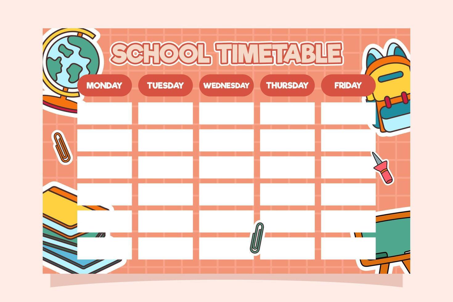 Back to School Time Table Template vector