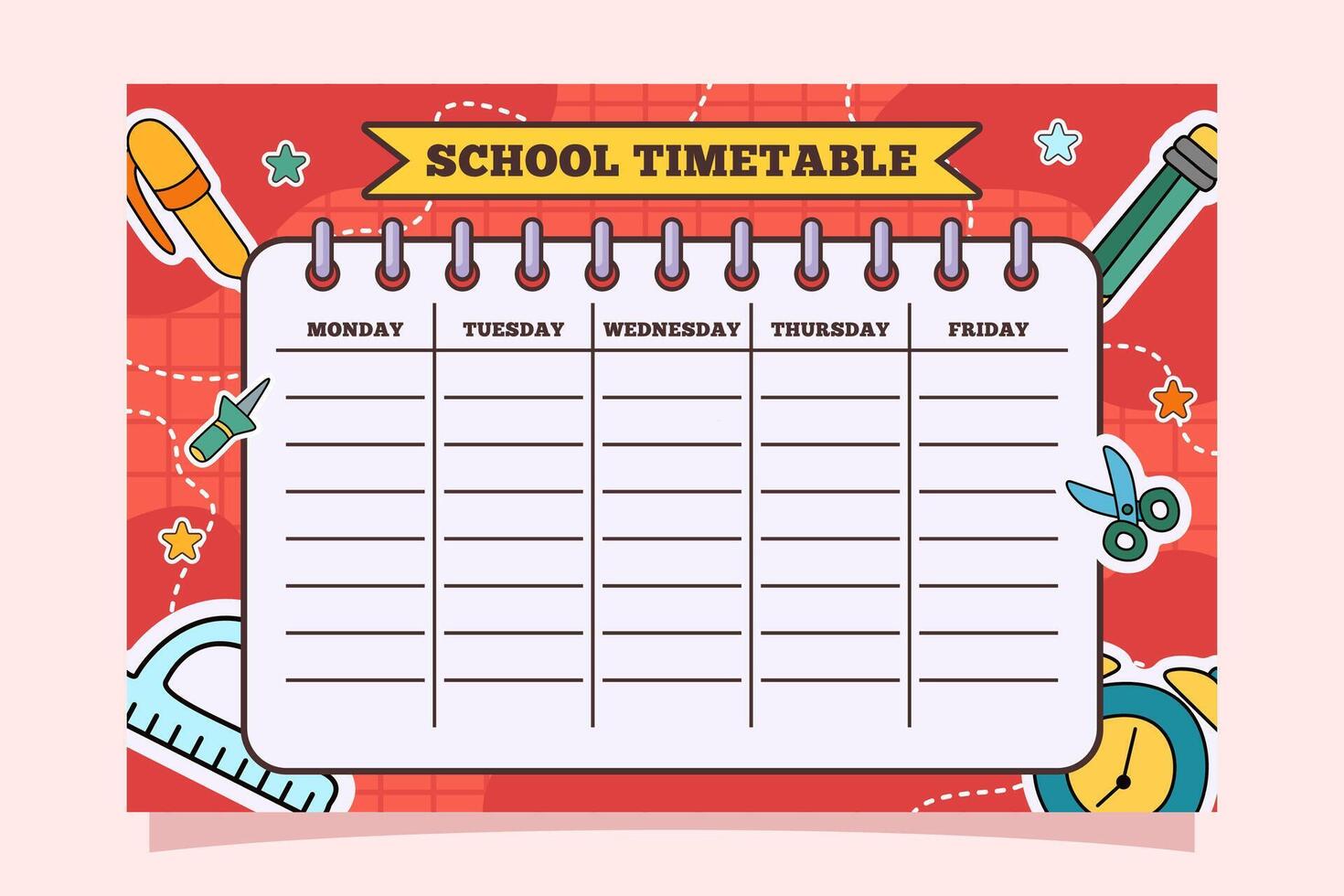 Back to School Time Table Template vector