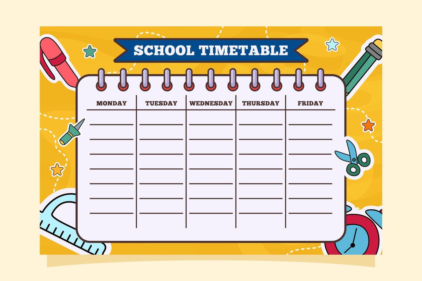 Back to School Time Table Template vector
