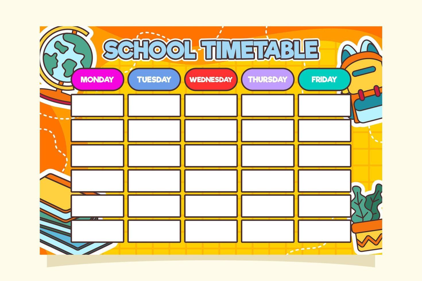 Back to School Time Table Template vector