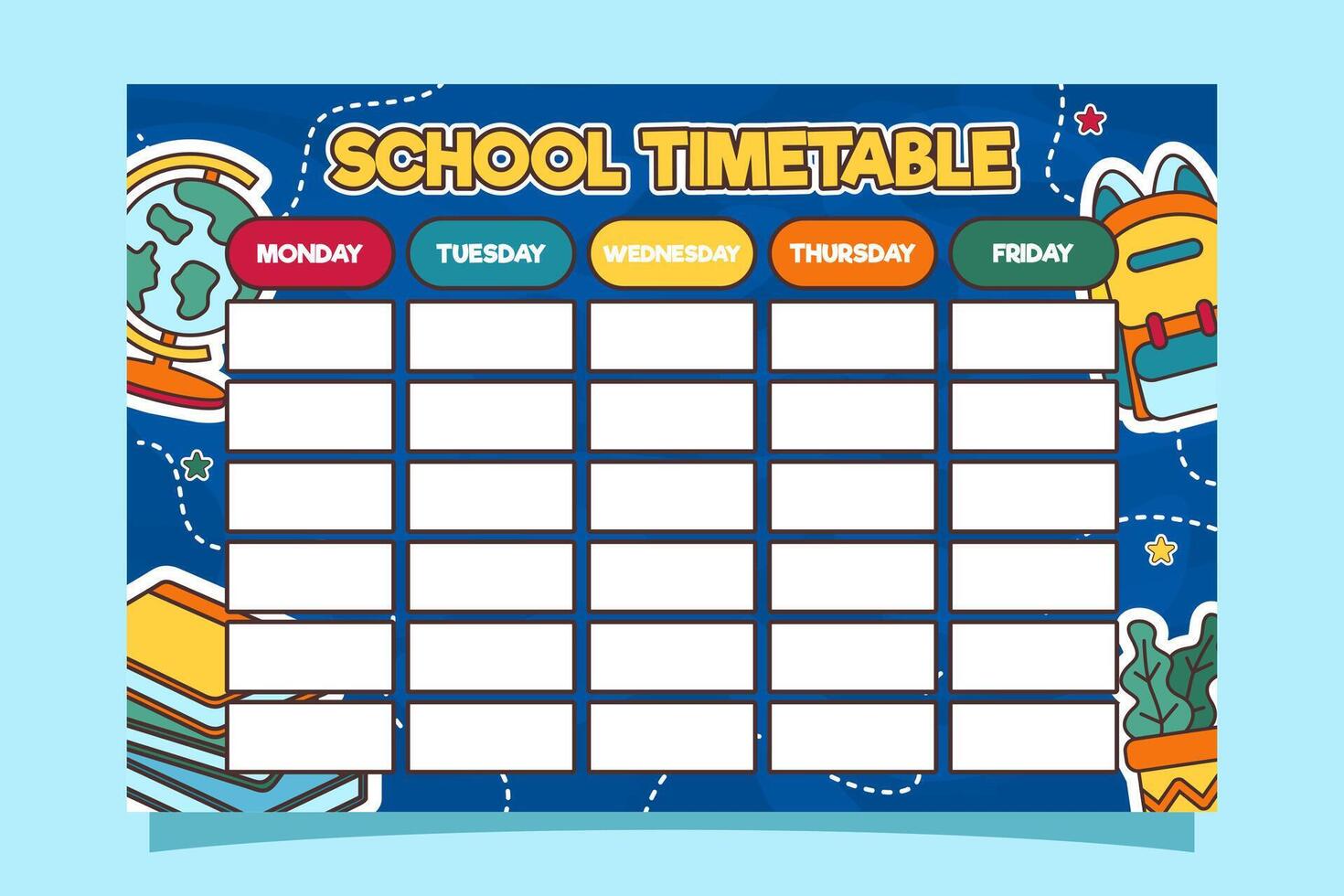 Back to School Time Table Template vector