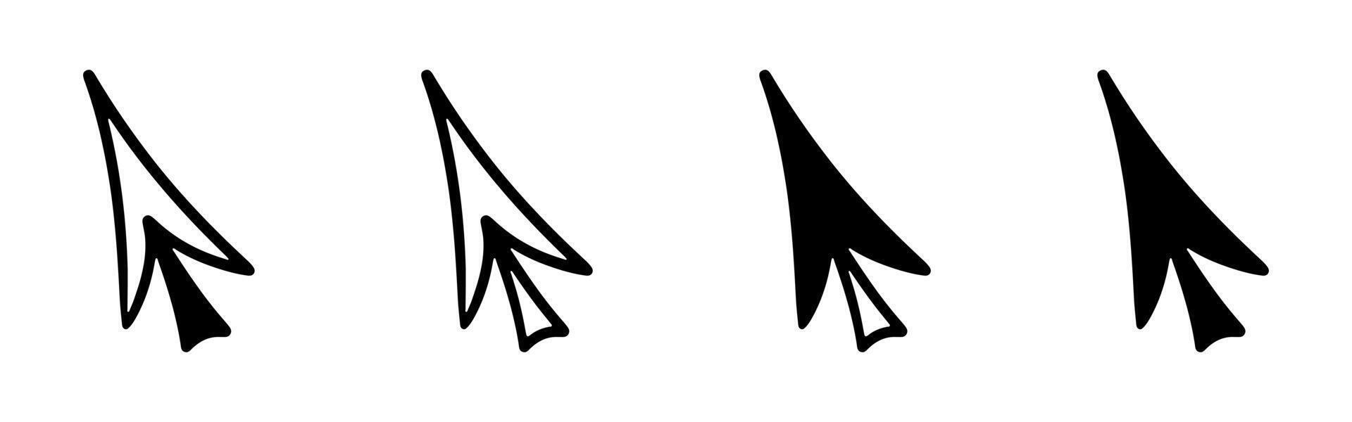 Doodle arrow click icon. Hand drawn mouse cursor. illustration of button pointer in sketch style isolated on white background vector