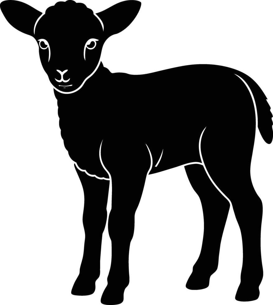 Black and white silhouette of a lamb vector