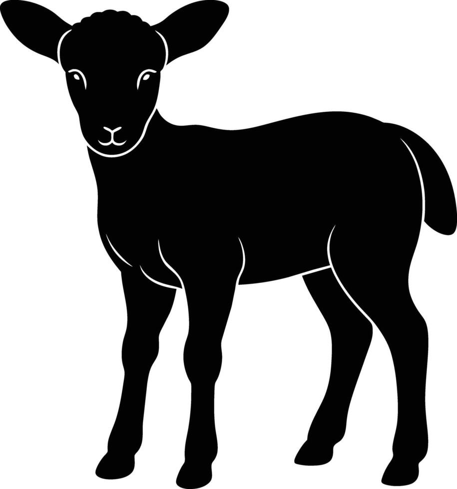 Black and white silhouette of a lamb vector