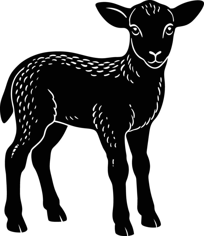 Black and white silhouette of a lamb vector