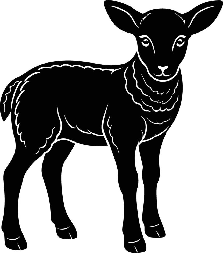 Black and white silhouette of a lamb vector