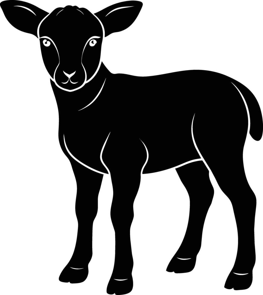 Black and white silhouette of a lamb vector