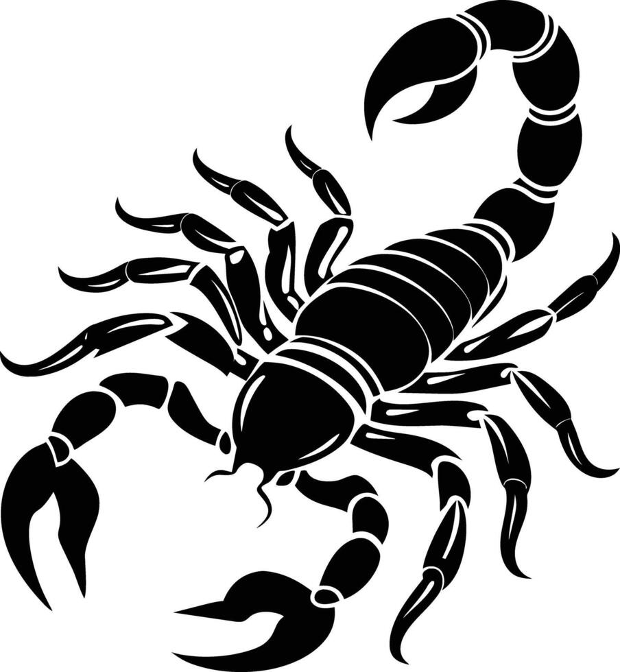 Black silhouette illustration of a scorpion vector