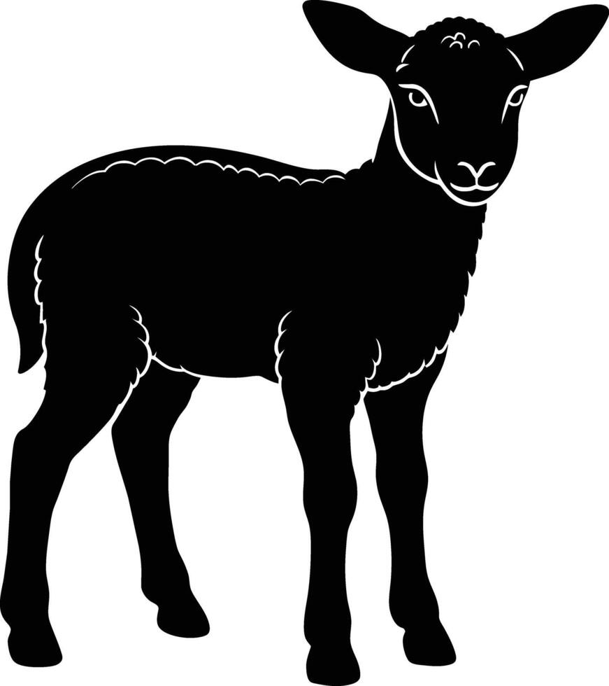 Black and white silhouette of a lamb vector