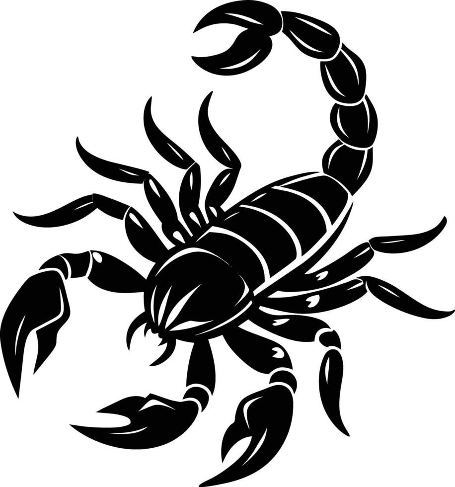 Black silhouette illustration of a scorpion vector