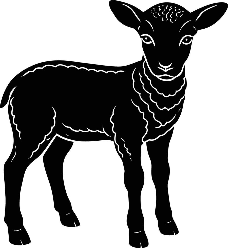 Black and white silhouette of a lamb vector