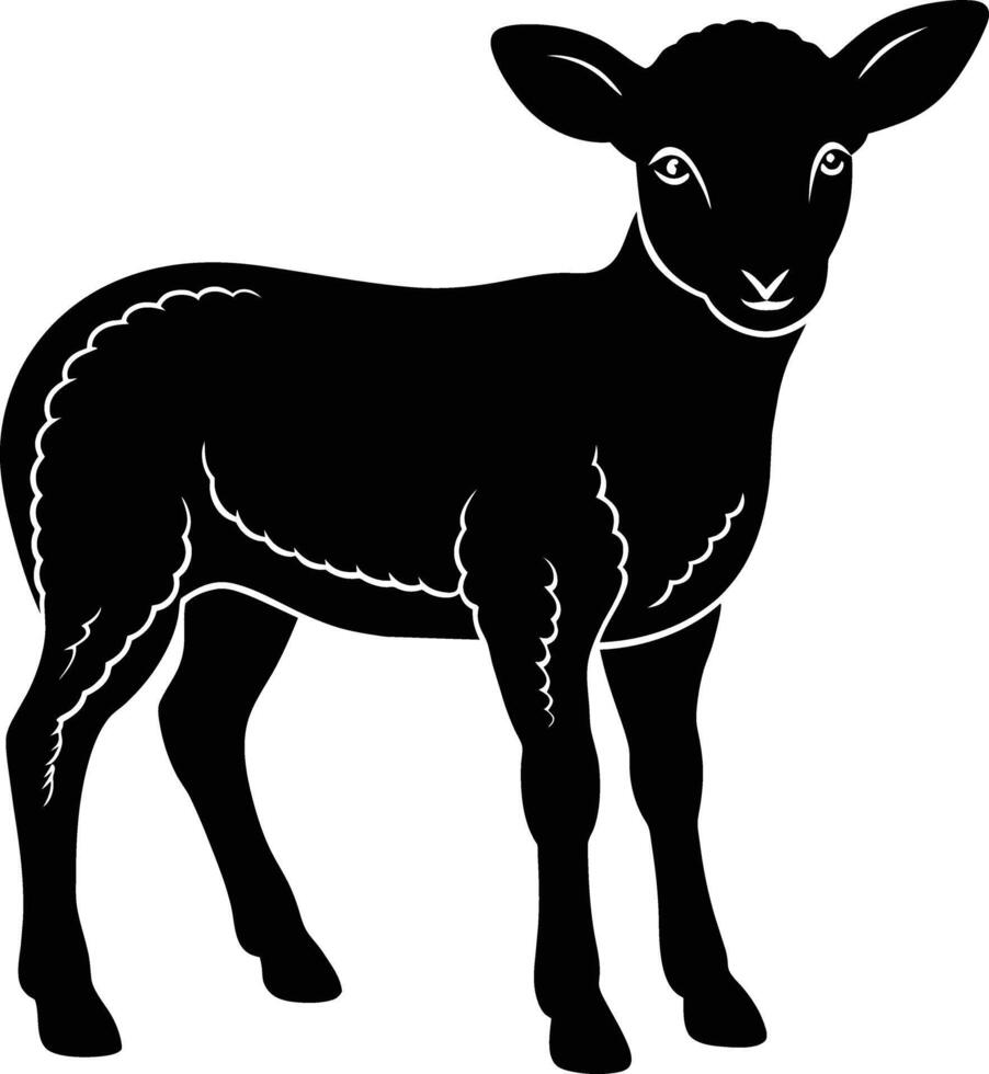 Black and white silhouette of a lamb vector