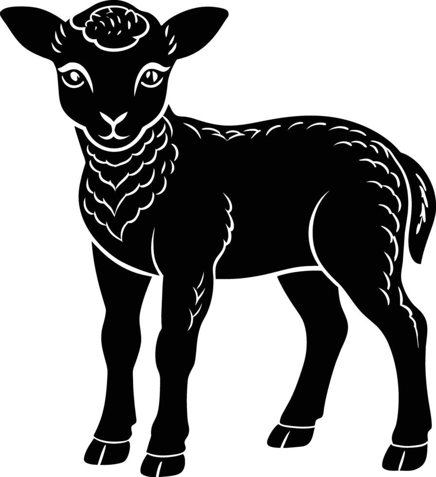 Black and white silhouette of a lamb vector