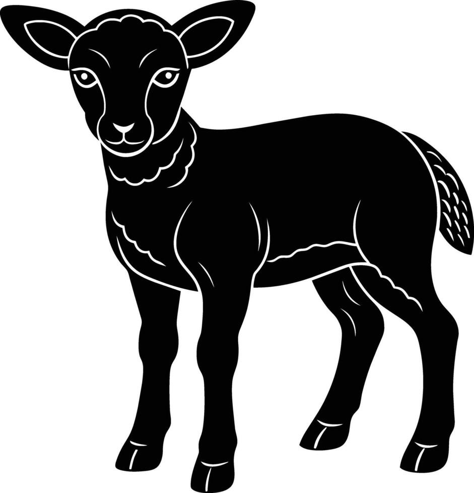 Black and white silhouette of a lamb vector