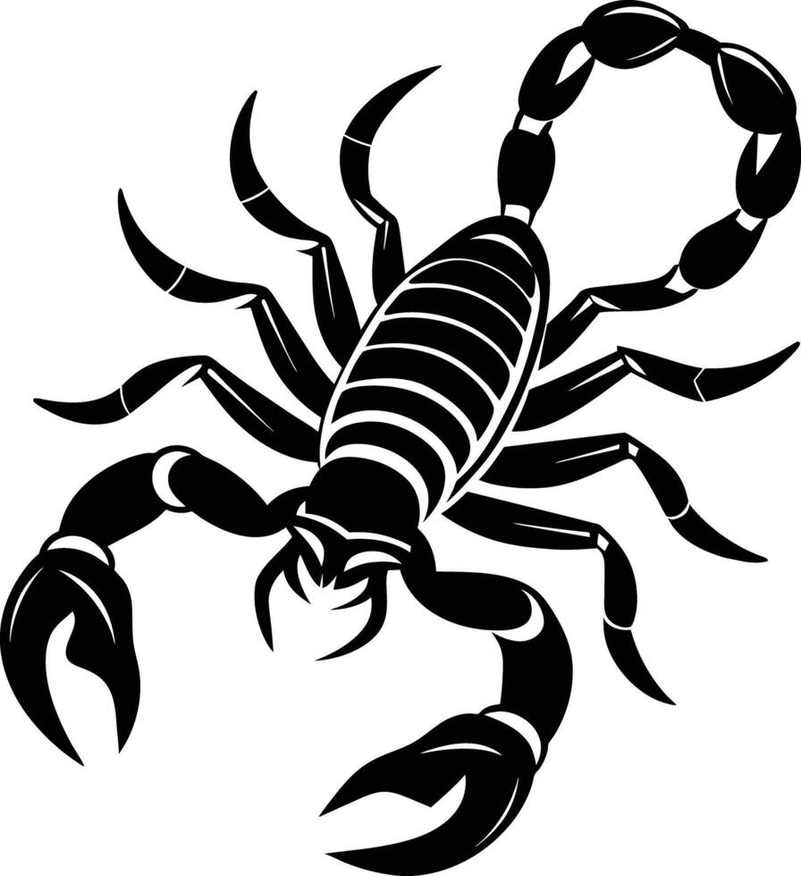 Black silhouette illustration of a scorpion vector
