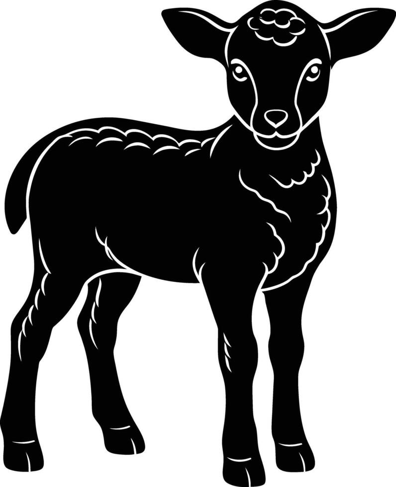 Black and white silhouette of a lamb vector