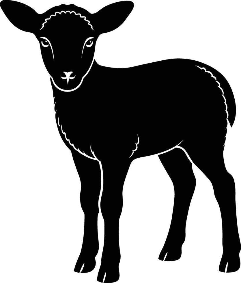 Black and white silhouette of a lamb vector