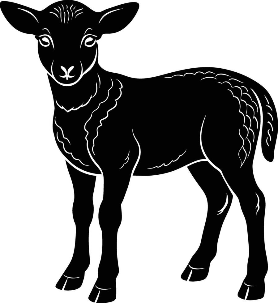 Black and white silhouette of a lamb vector