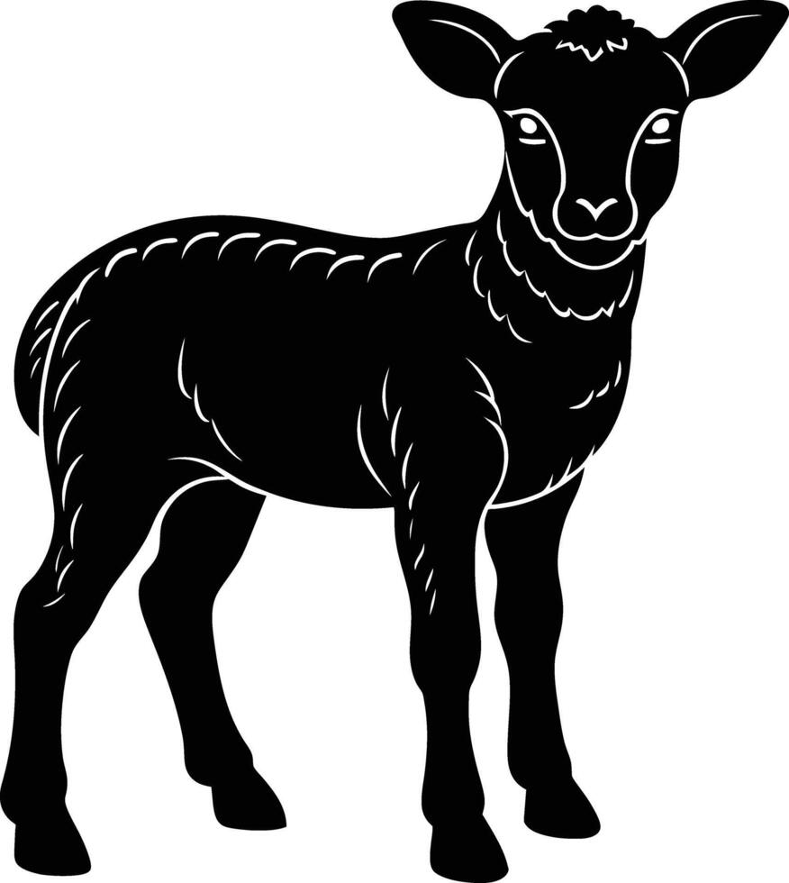 Black and white silhouette of a lamb vector