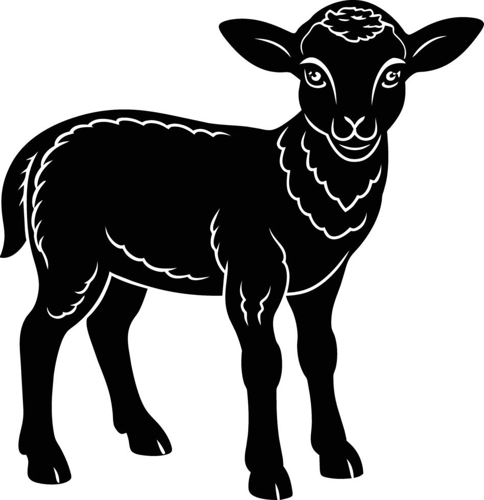 Black and white silhouette of a lamb vector