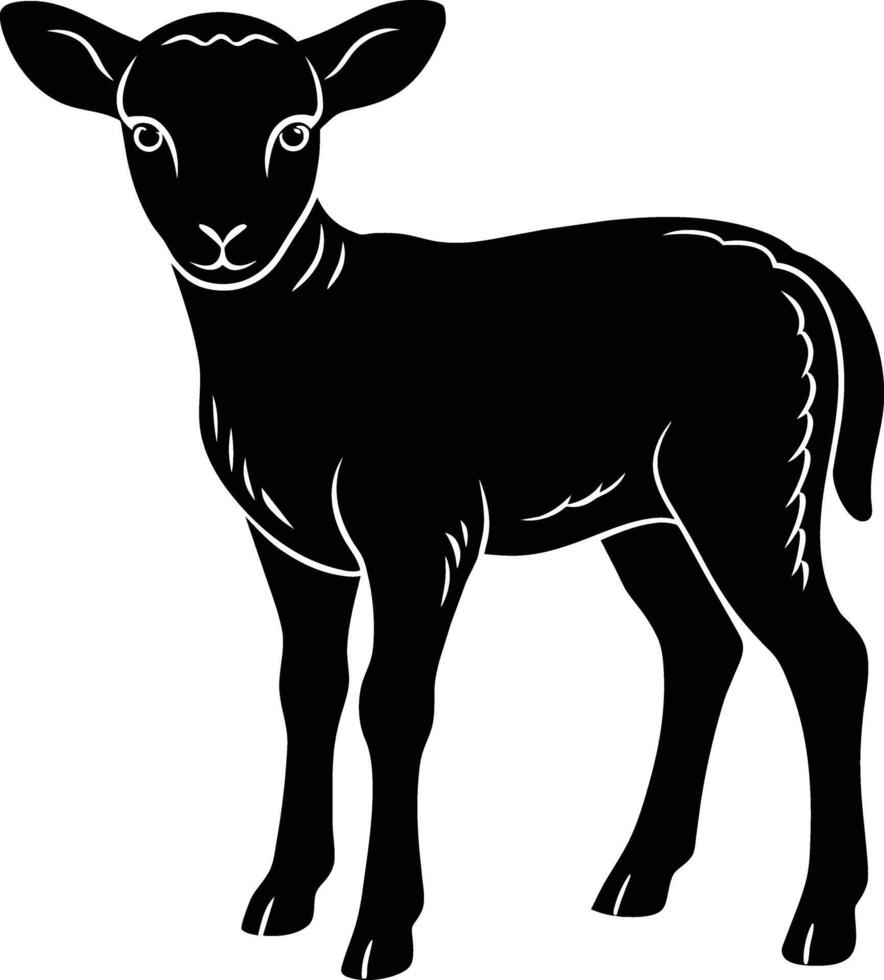 Black and white silhouette of a lamb vector