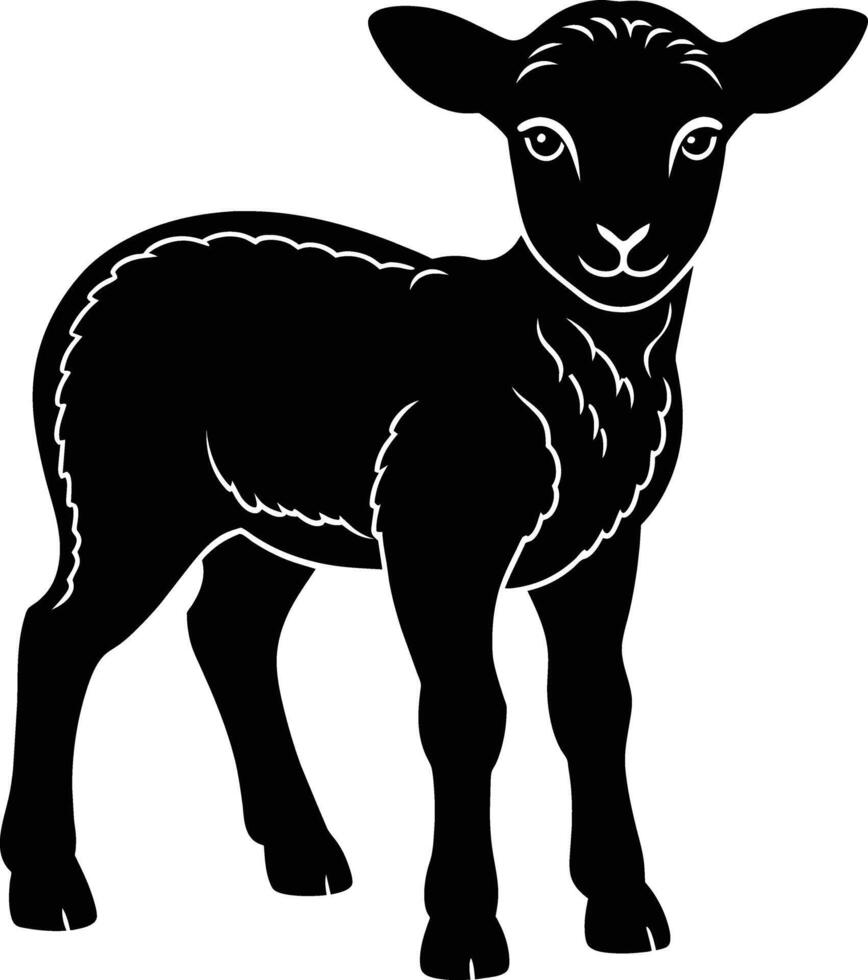 Black and white silhouette of a lamb vector