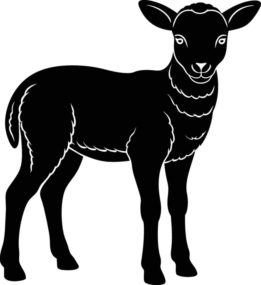 Black and white silhouette of a lamb vector