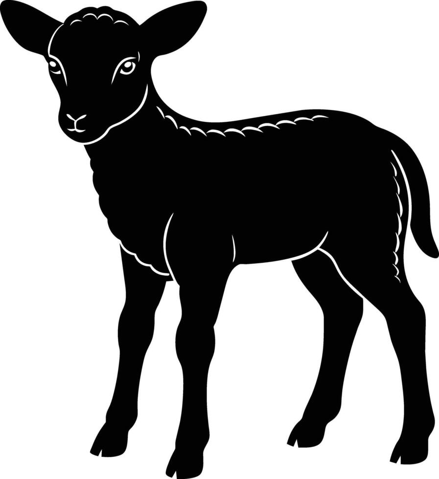 Black and white silhouette of a lamb vector
