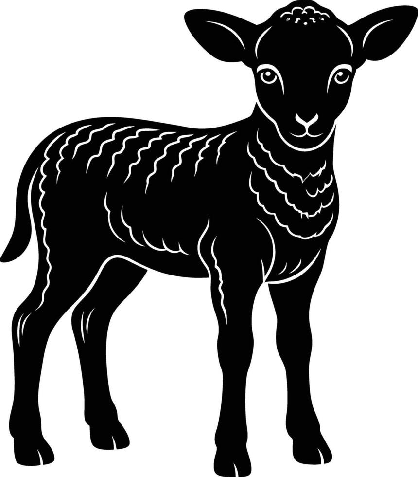 Black and white silhouette of a lamb vector