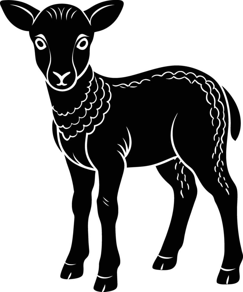 Black and white silhouette of a lamb vector