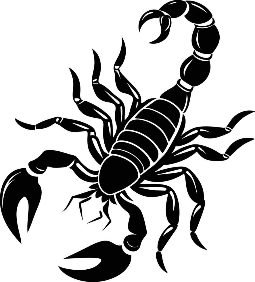 Black silhouette illustration of a scorpion vector