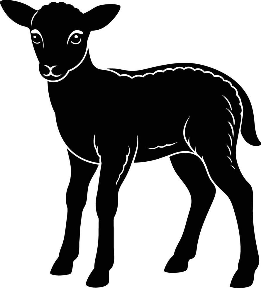 Black and white silhouette of a lamb vector