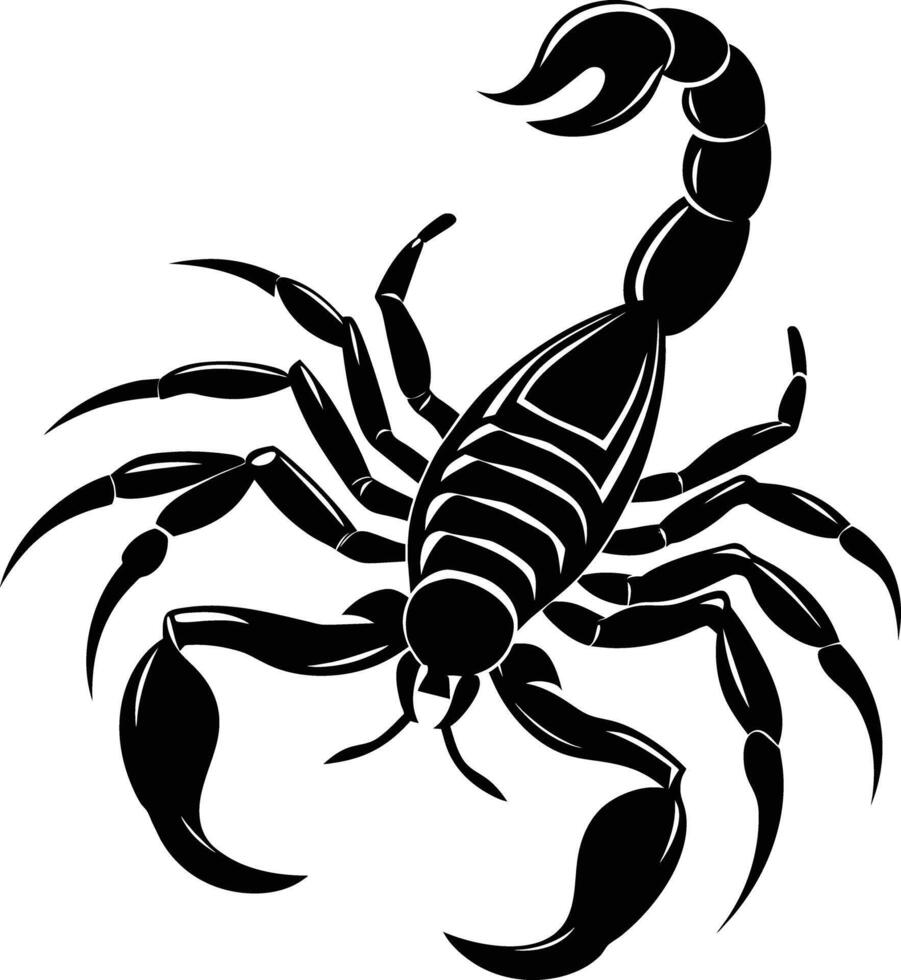 Black silhouette illustration of a scorpion vector