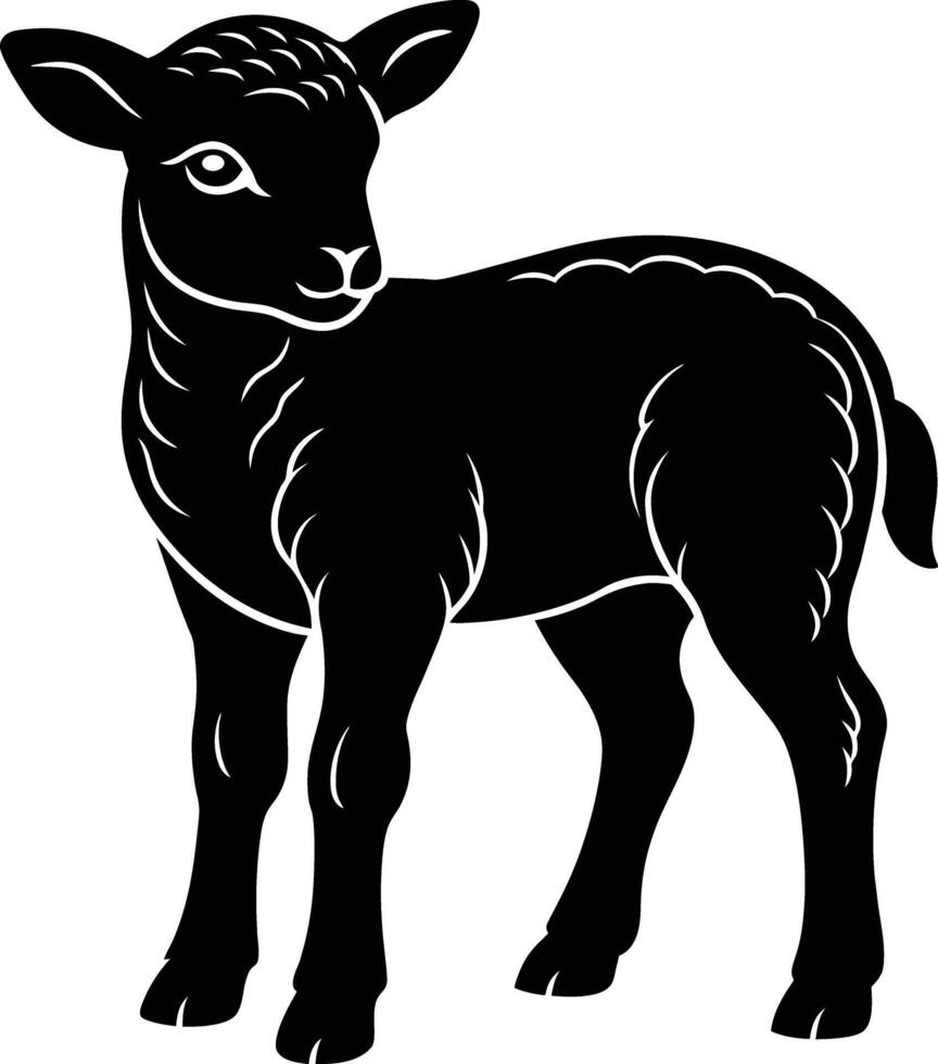 Black and white silhouette of a lamb vector