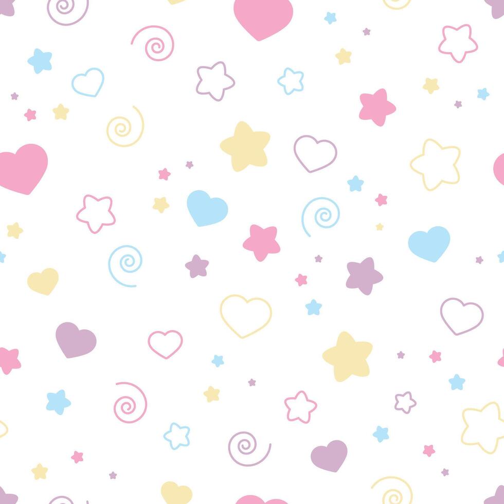 Cute pattern with stars and hearts vector
