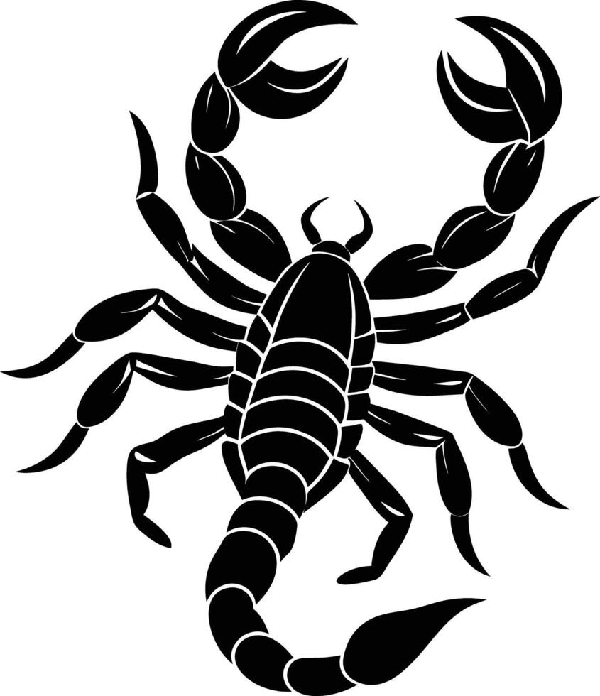 Black silhouette illustration of a scorpion vector