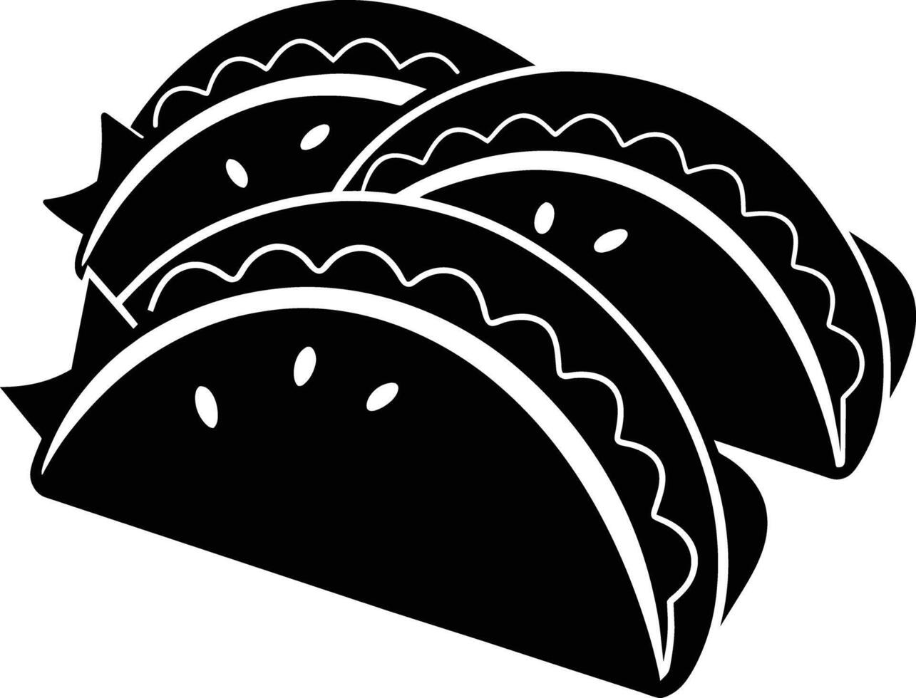 Black silhouette illustration of tacos vector