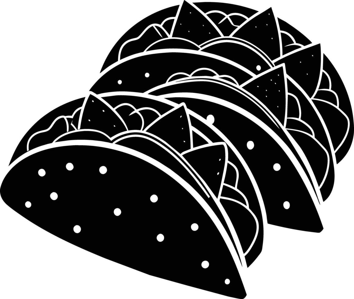 Black silhouette illustration of tacos vector