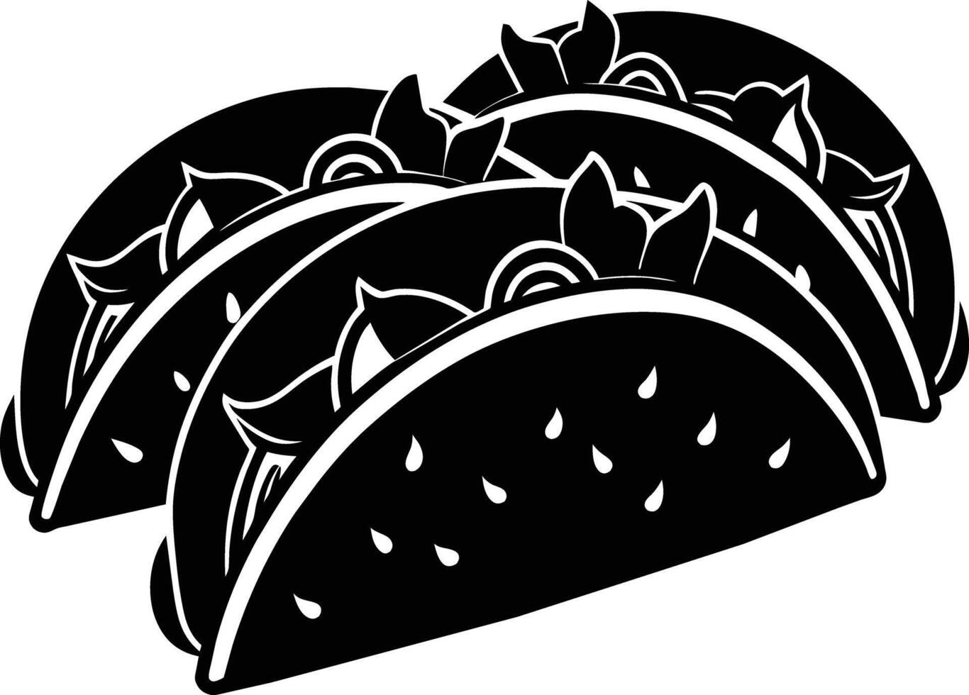 Black silhouette illustration of tacos vector
