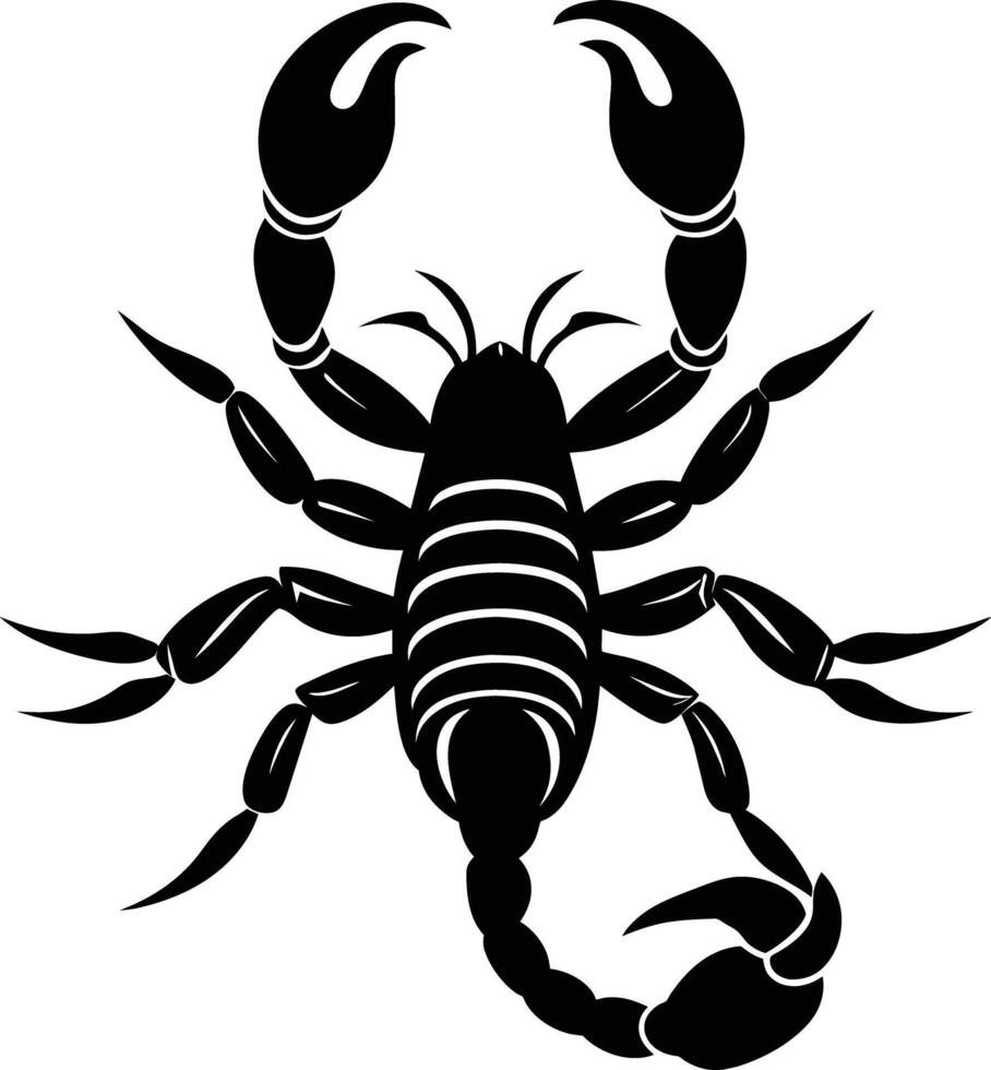 Black silhouette illustration of a scorpion vector