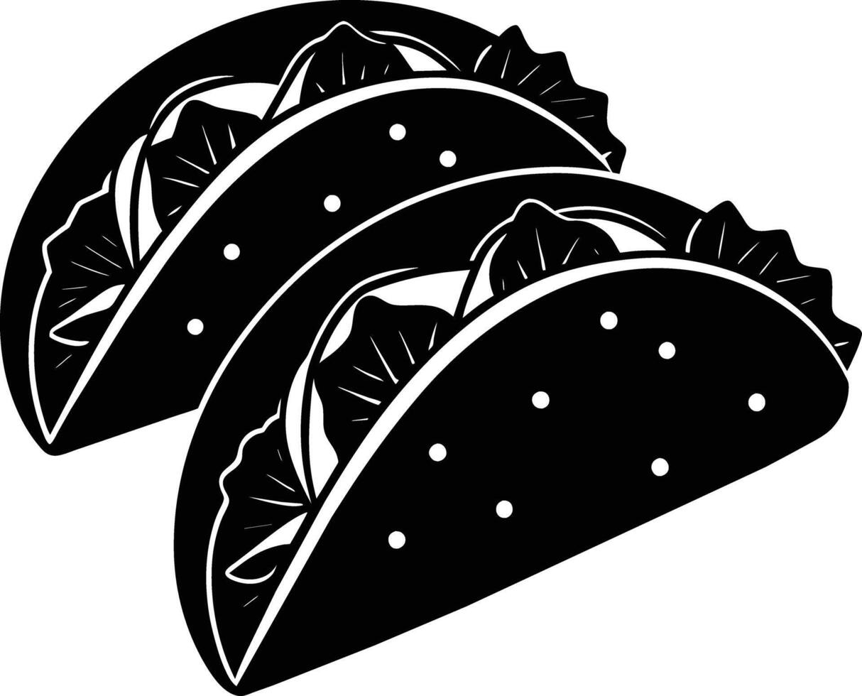 Black silhouette illustration of tacos vector