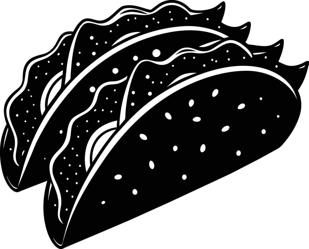 Black silhouette illustration of tacos vector