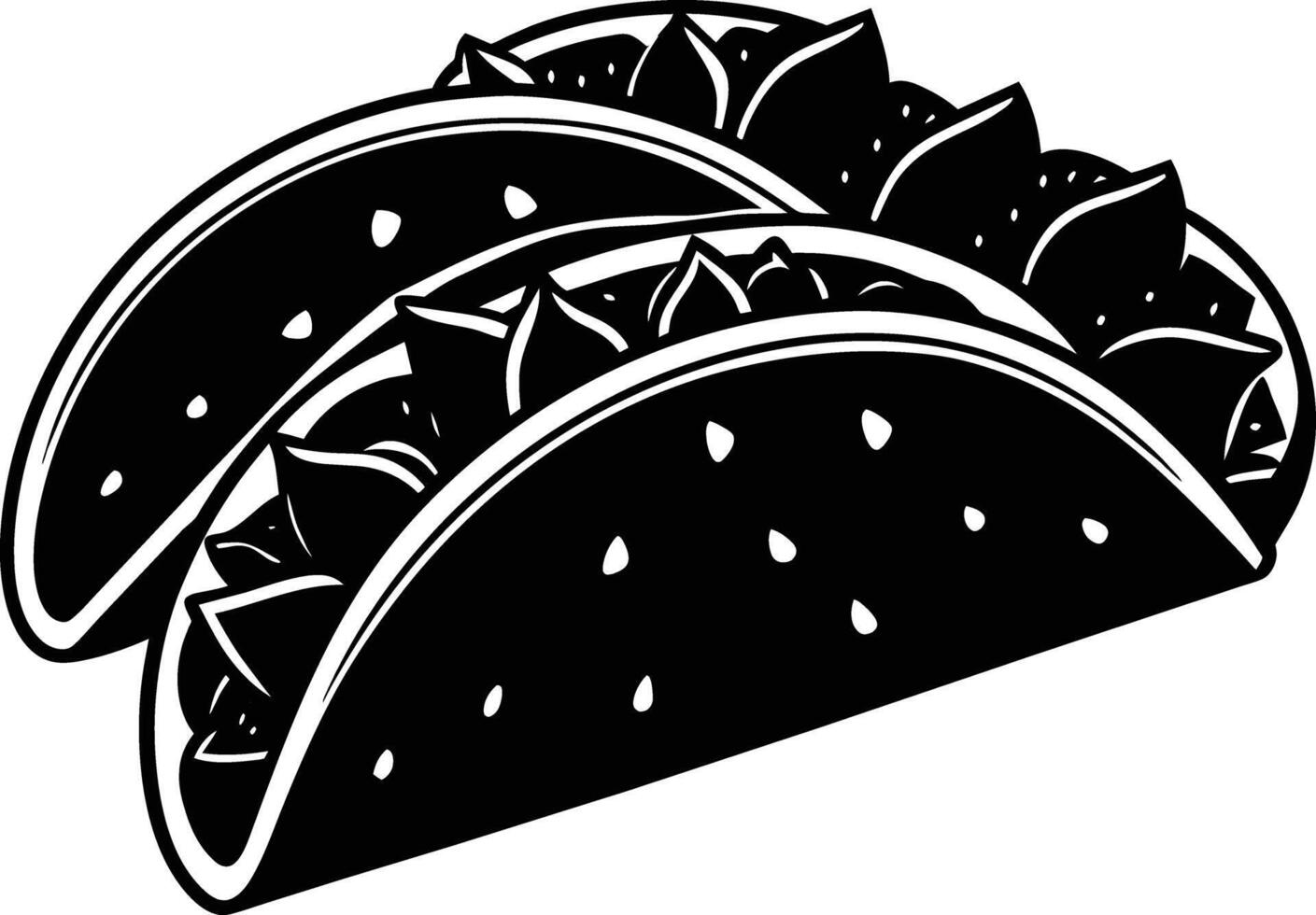 Black silhouette illustration of tacos vector