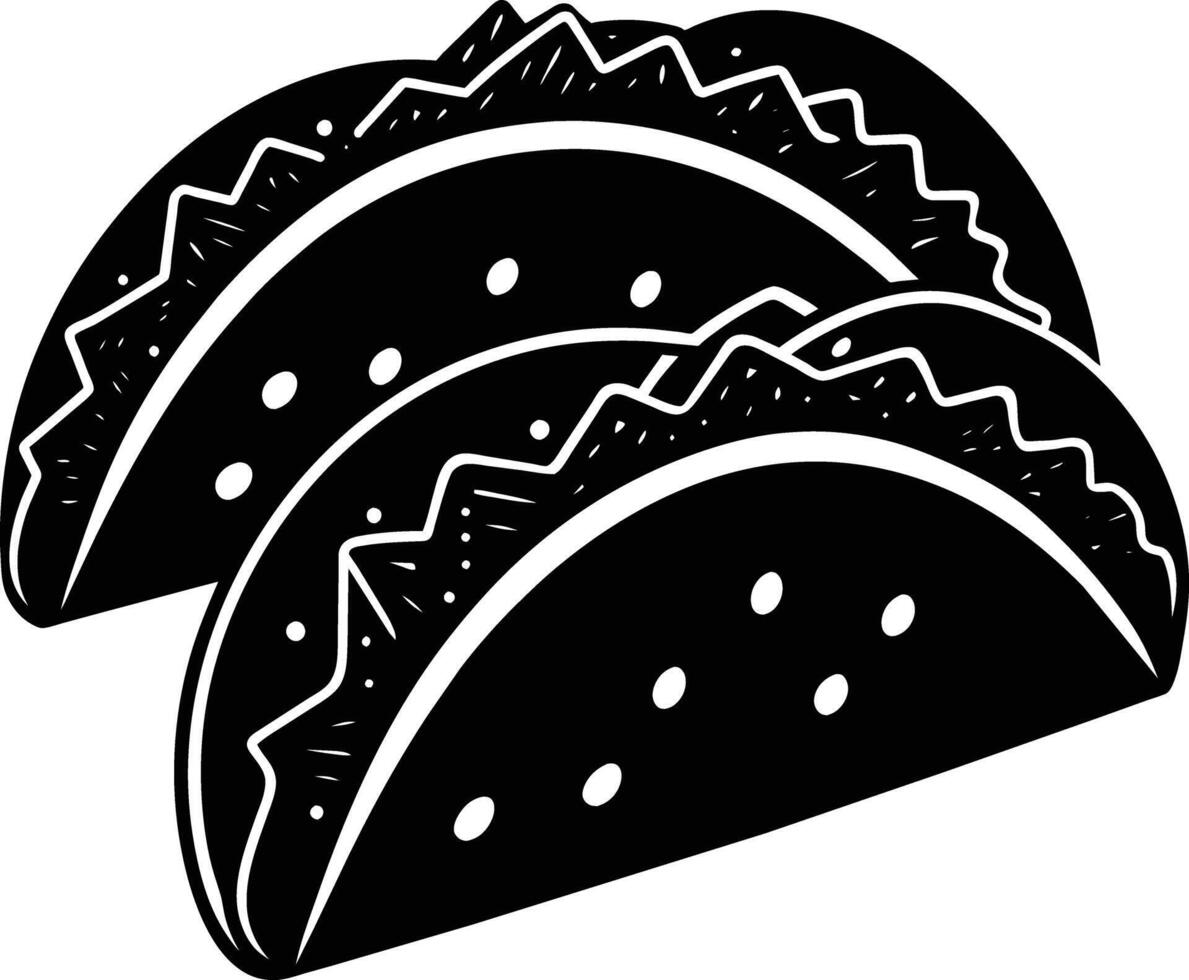 Black silhouette illustration of tacos vector