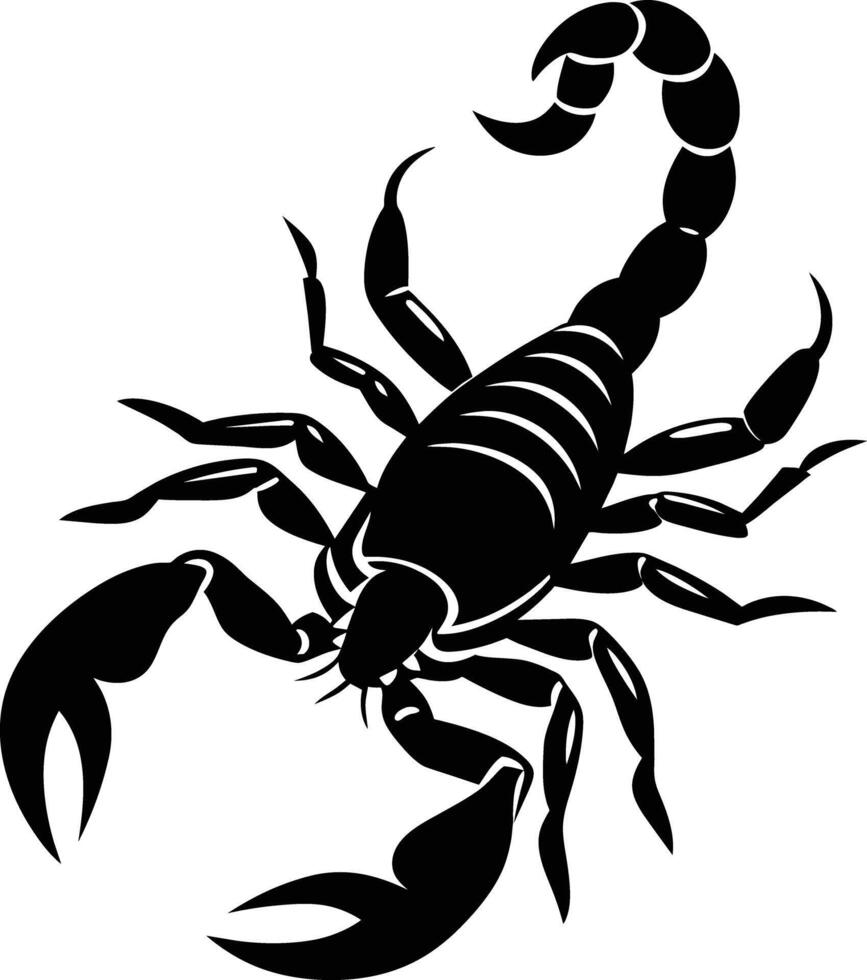 Black silhouette illustration of a scorpion vector